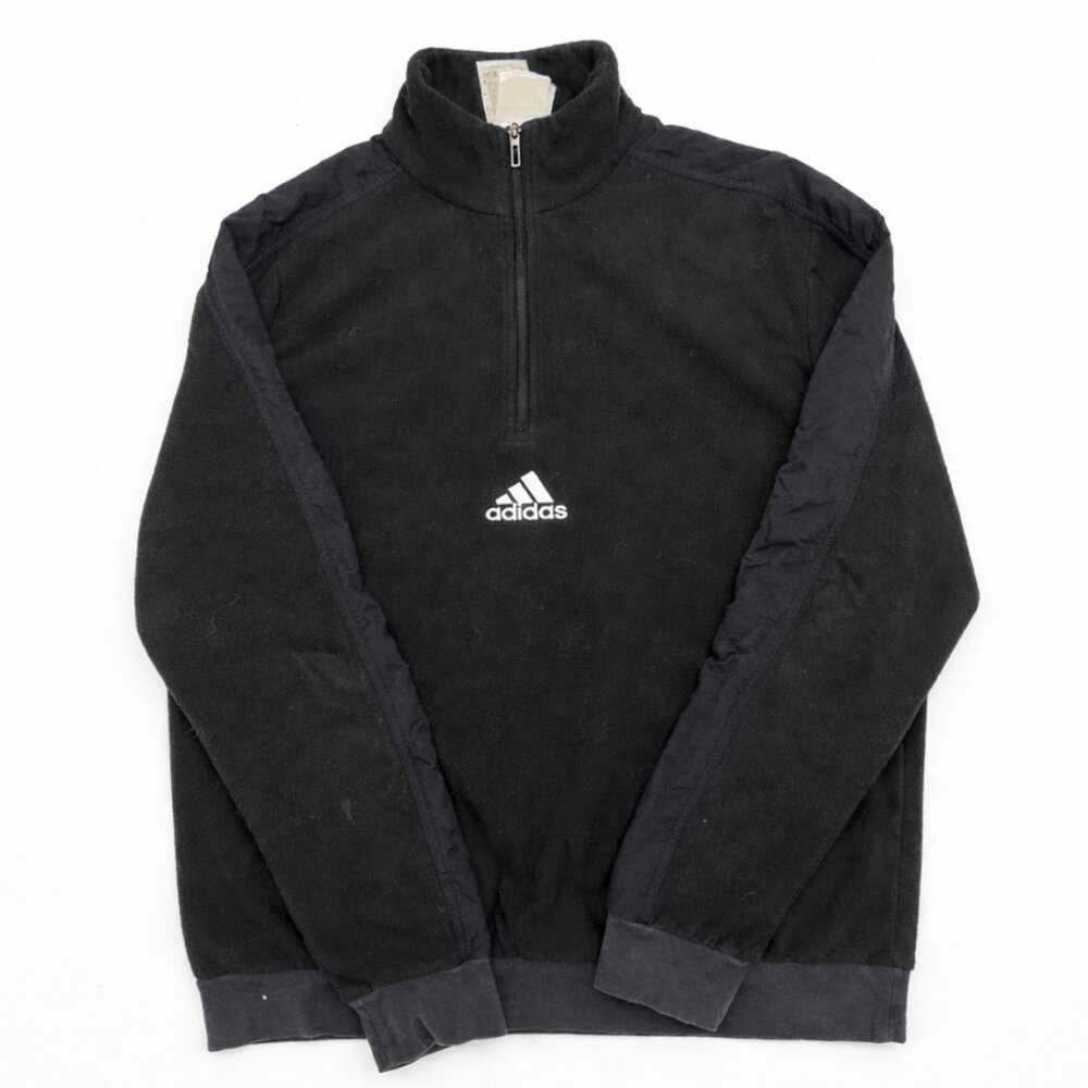 Adidas Black 1/4 Zip Fleece Pullover Logo | Men’s Small